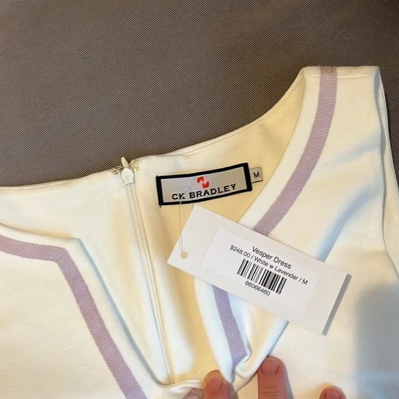 CK Bradley Vesper Dress, Size M, White w/ Lavender - Picture 3 of 7